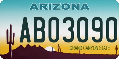 AZ license plate ABO3090