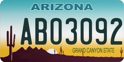 AZ license plate ABO3092