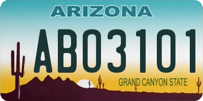 AZ license plate ABO3101