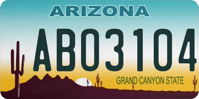 AZ license plate ABO3104