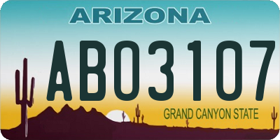 AZ license plate ABO3107