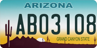AZ license plate ABO3108