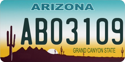 AZ license plate ABO3109