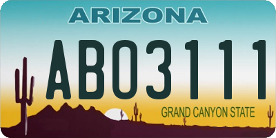 AZ license plate ABO3111