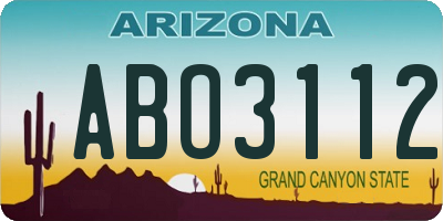 AZ license plate ABO3112