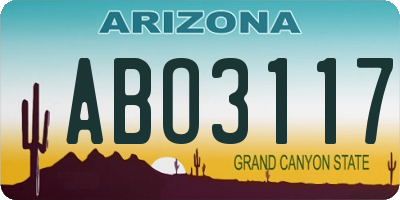 AZ license plate ABO3117