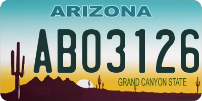 AZ license plate ABO3126