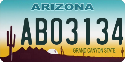 AZ license plate ABO3134