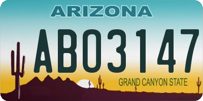 AZ license plate ABO3147