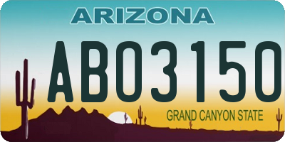 AZ license plate ABO3150