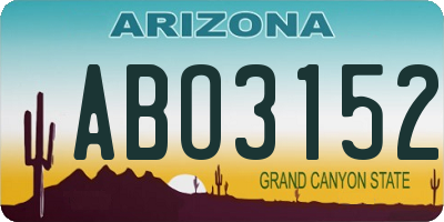AZ license plate ABO3152