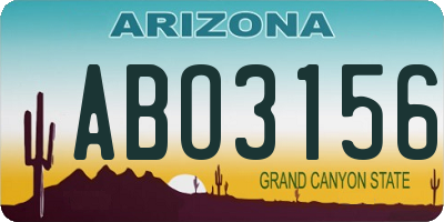 AZ license plate ABO3156