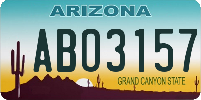 AZ license plate ABO3157
