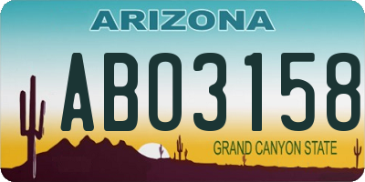 AZ license plate ABO3158