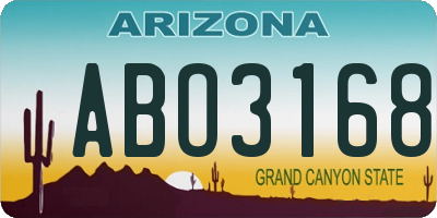 AZ license plate ABO3168