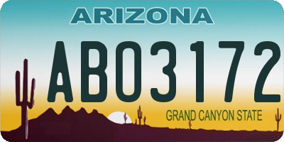 AZ license plate ABO3172