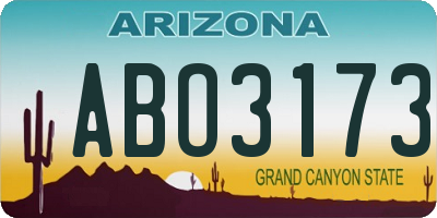 AZ license plate ABO3173