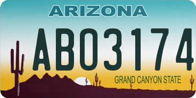 AZ license plate ABO3174