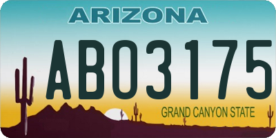 AZ license plate ABO3175
