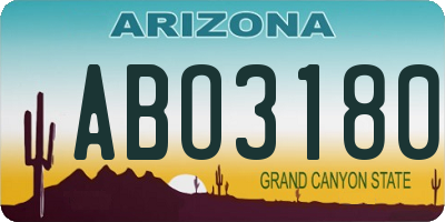 AZ license plate ABO3180