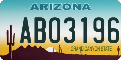 AZ license plate ABO3196