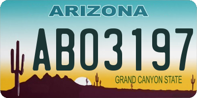 AZ license plate ABO3197