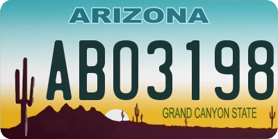 AZ license plate ABO3198