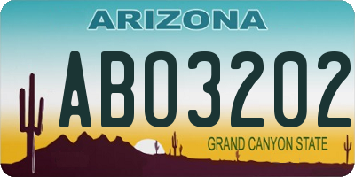AZ license plate ABO3202