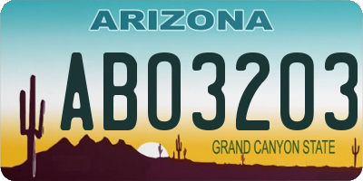 AZ license plate ABO3203