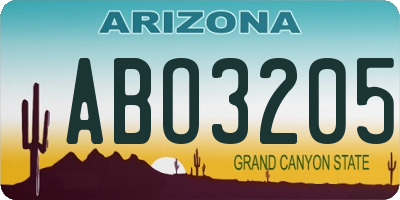 AZ license plate ABO3205
