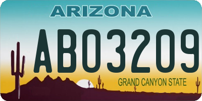 AZ license plate ABO3209
