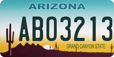 AZ license plate ABO3213