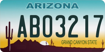 AZ license plate ABO3217