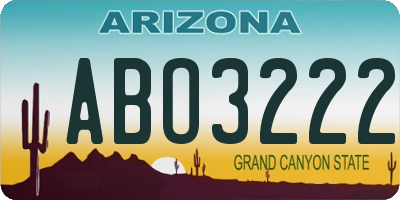AZ license plate ABO3222