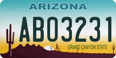AZ license plate ABO3231