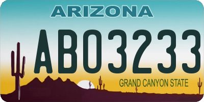AZ license plate ABO3233