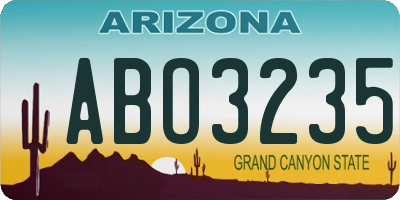 AZ license plate ABO3235