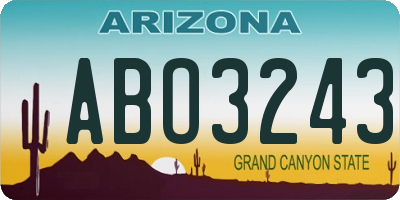 AZ license plate ABO3243
