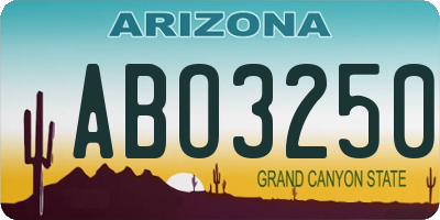 AZ license plate ABO3250