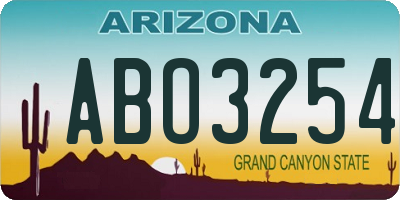 AZ license plate ABO3254
