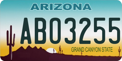 AZ license plate ABO3255