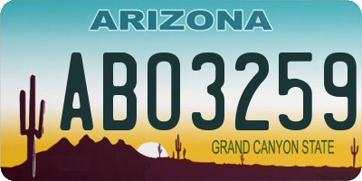 AZ license plate ABO3259