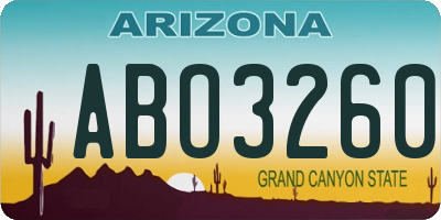 AZ license plate ABO3260