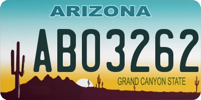 AZ license plate ABO3262