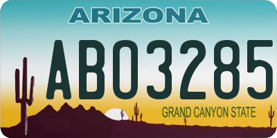 AZ license plate ABO3285