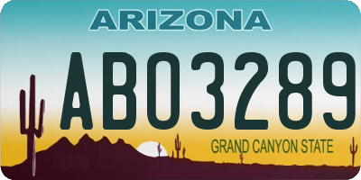 AZ license plate ABO3289