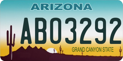AZ license plate ABO3292