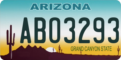 AZ license plate ABO3293