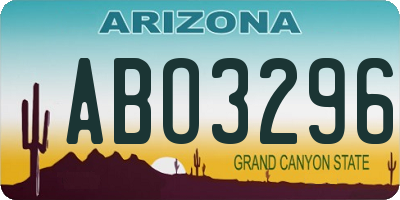 AZ license plate ABO3296