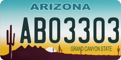 AZ license plate ABO3303